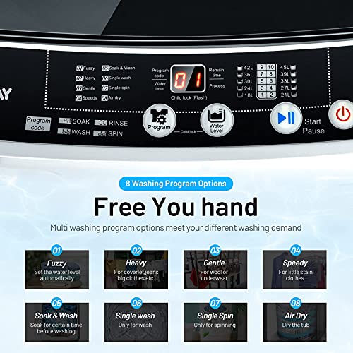 COSTWAY Portable Washing Machine, Compact and Full-automatic with 8 Wash Programs for Apartment Dorm, White
| COSTWAY 1