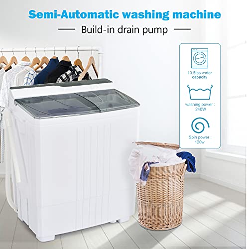 COSTWAY Portable Washer for Apartment and RV, Twin Tub 21Lbs Capacity, Compact Laundry Machine with Control Knobs
COSTWA