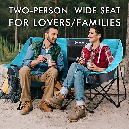 VILLEY Heavy Duty Padded Double Camping Chair for Camp Lawn Picnic Sports
| VILLEY Portable Folding Chair with Cooler B